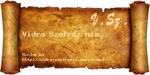 Vidra Szofrónia névjegykártya